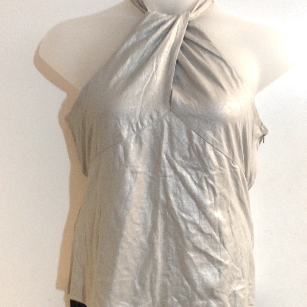 Ralph Lauren Silver Metallic Halter Top XL